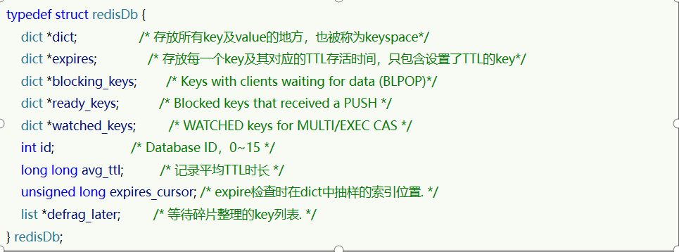 struct redisDb
